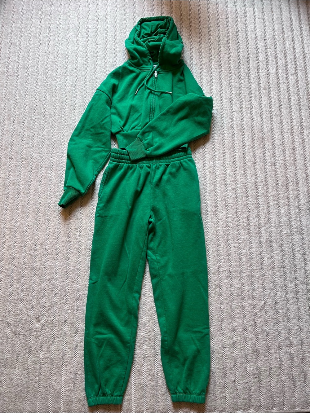 Garage Green Sweat Set Zip Up Hoodie Joggers XS 2-Piece